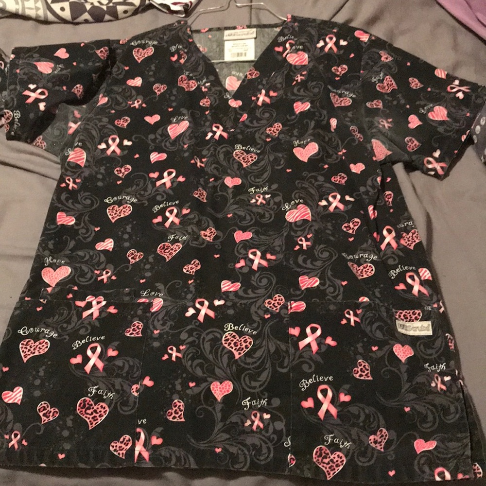Breast cancer scrub top